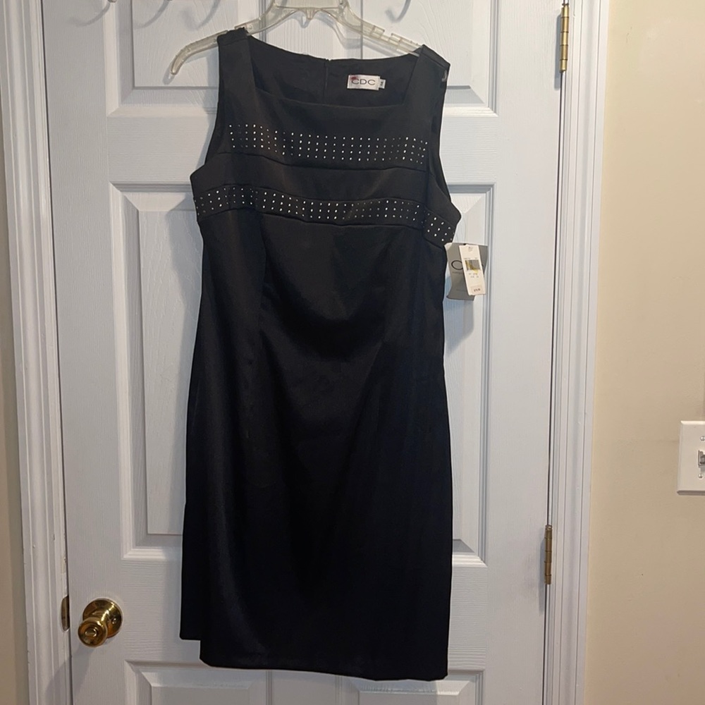CDC sleeves black silver beads size 14 Dress NWT